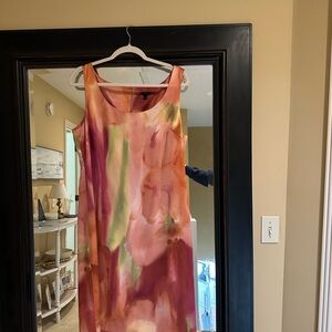 Ann Taylor Vibrant Pink and Orange Midi Dress